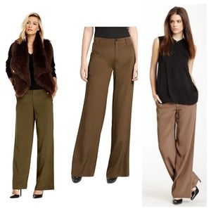 [Vince] Brown 100% Silk Wide Leg Trouser Pants